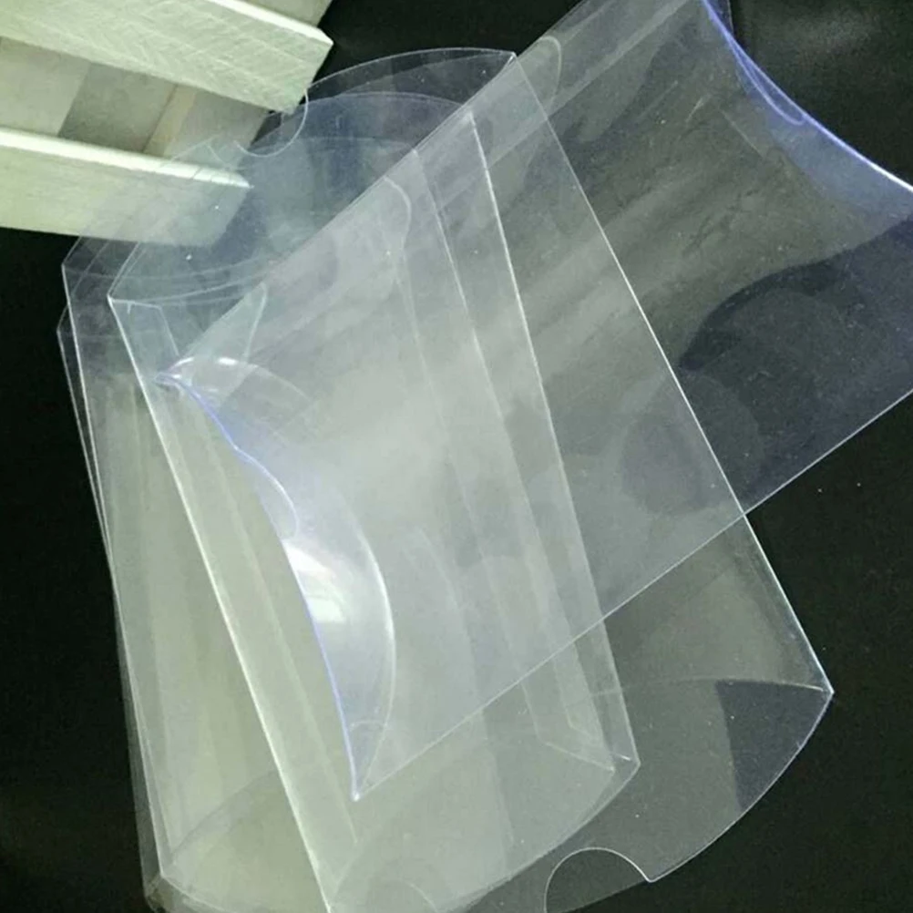 

25pcs Candy Boxes 9X7X2.5Cm Clear Pvc Pillow Shape Transparent Gift Box For Wedding Party Favor Chocolate Container Diy Craft