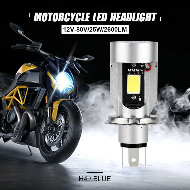 Blue Angel eye H4 LED Motorcycle Headlight 9003 Scooter Bulb Light Accessories DC Motorbike DRL 12-80V HB2 Headlamp Hi/Lo Bulb