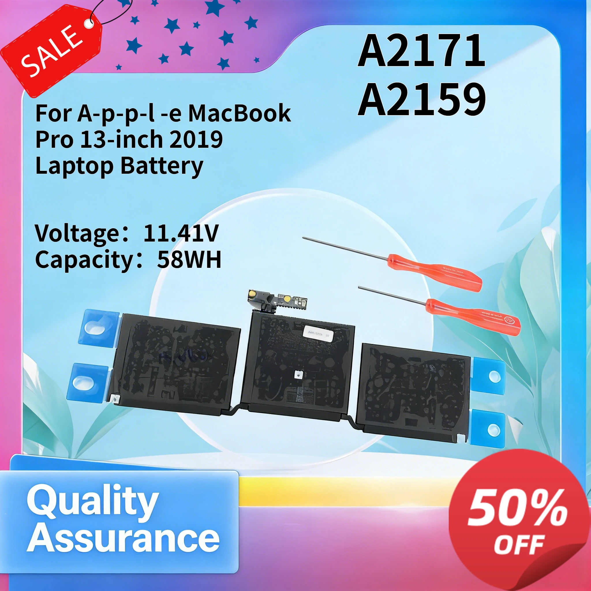 

High quality 11.41v 58Wh Compatible with A-p-p-l-e MacBook Pro 13-inch 2019 Model A2171 A2159 Laptop Battery