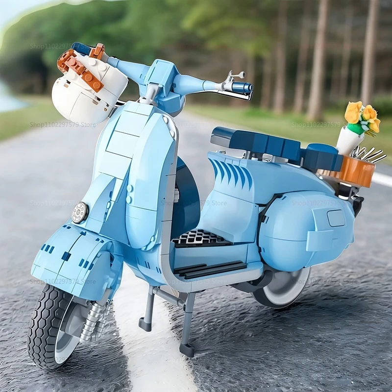 الرومانية عطلة دراجة نارية اللبنات 1106 قطعة سيارة التقنية أطقم منمذجة 10298 هدايا الاطفال الإبداعية MOC البلاستيك الجمعية اللعب #5