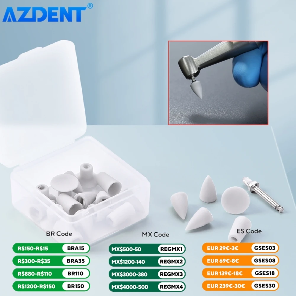 AZDENT 20 sztuk Dental kompozytowa polerka wykańczająca cząstki silikonu głowica polerska kubek z trzpieniem CA 2.35mm narzędzie stomatologiczne