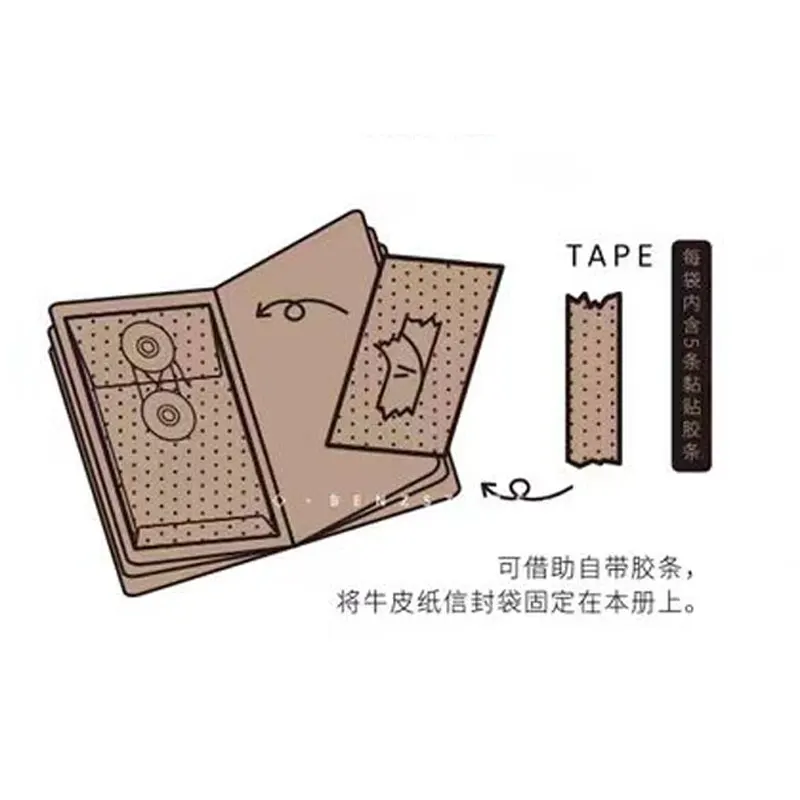 5Pcs/Lot Mini Kraft Paper Envelope Storage Bag Accessories Paper Travel Notebook Letter Photos Journal Storage Budget Envelopes