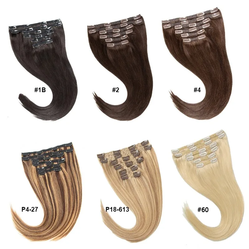 240G High Quality Clip in Hair Extension Human Hair Machine Remy Full Head Natural Clip in Hair Extensions 6PCS Wholesale