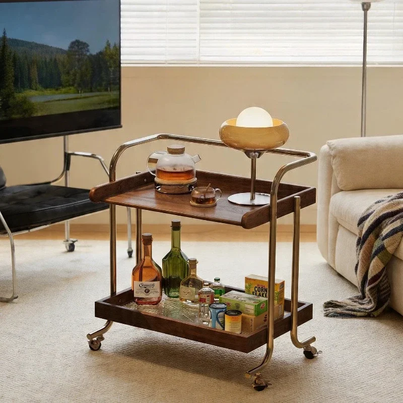 Home Modern Removable Side Few Solid Wood Trolley Living Room Shelf Kitchen Islands And Carts Organizer Cart Auxiliary Furniture