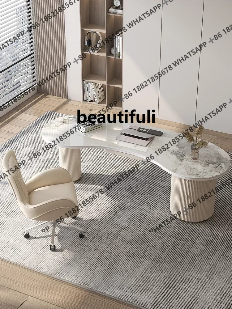 

E136 Light and luxurious light slate desk computer desk integrated modern simple high-end desk