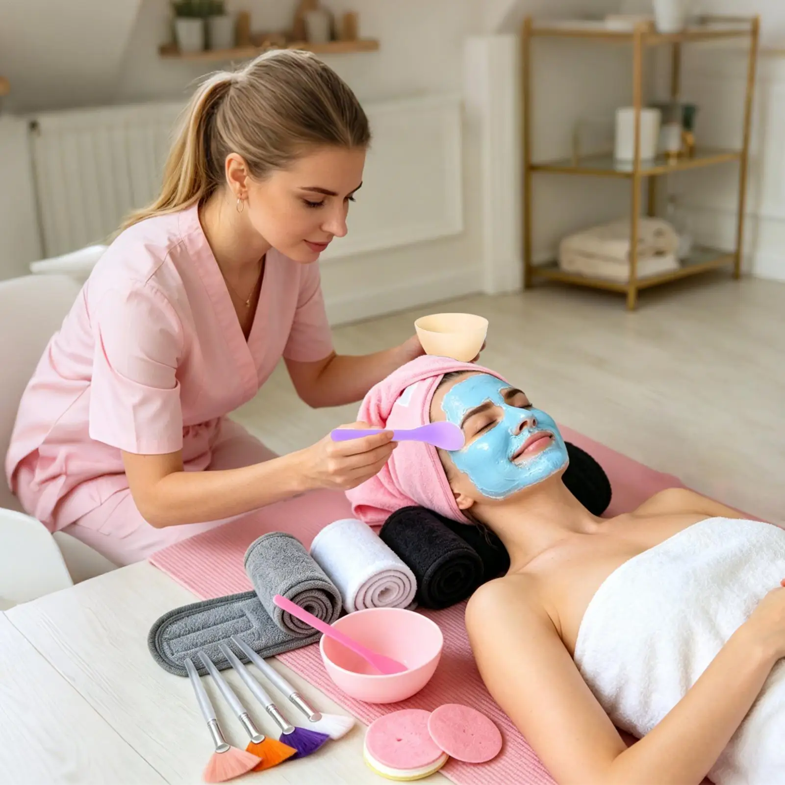 Face Cover Spatula 37 Pieces Silicone Reusable Brushes Face Cover Tool for Home Beauty Makeup Salon Clinic Gym Yoga Event Party