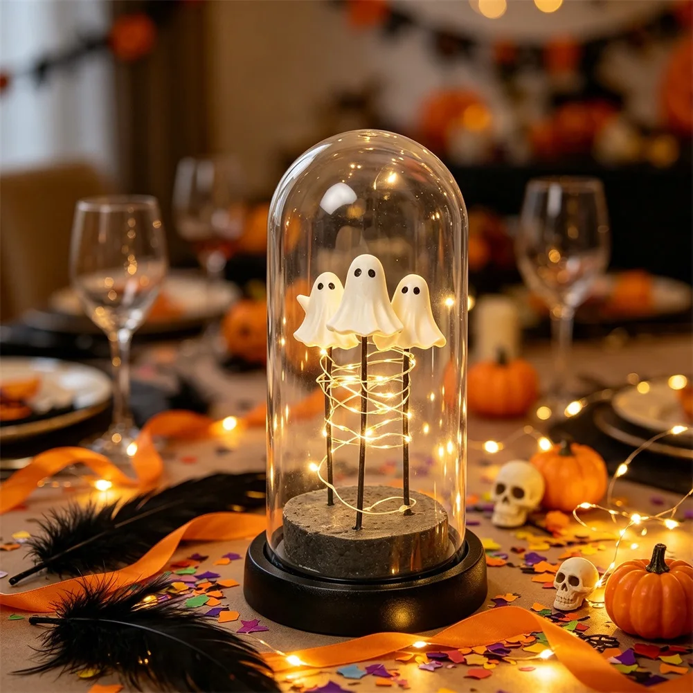 Halloween Glowing Ghost LED Night Light Ghosts Horror Props with Fairy Light Indoor Outdoor Haunted House Halloween Decoration