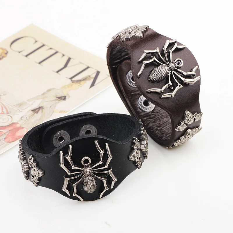 Punk Harajuku Rock and roll Night club Individuality Exaggerate Leather Bracelet Fashion Gentleman Alloy Rivet Attachment