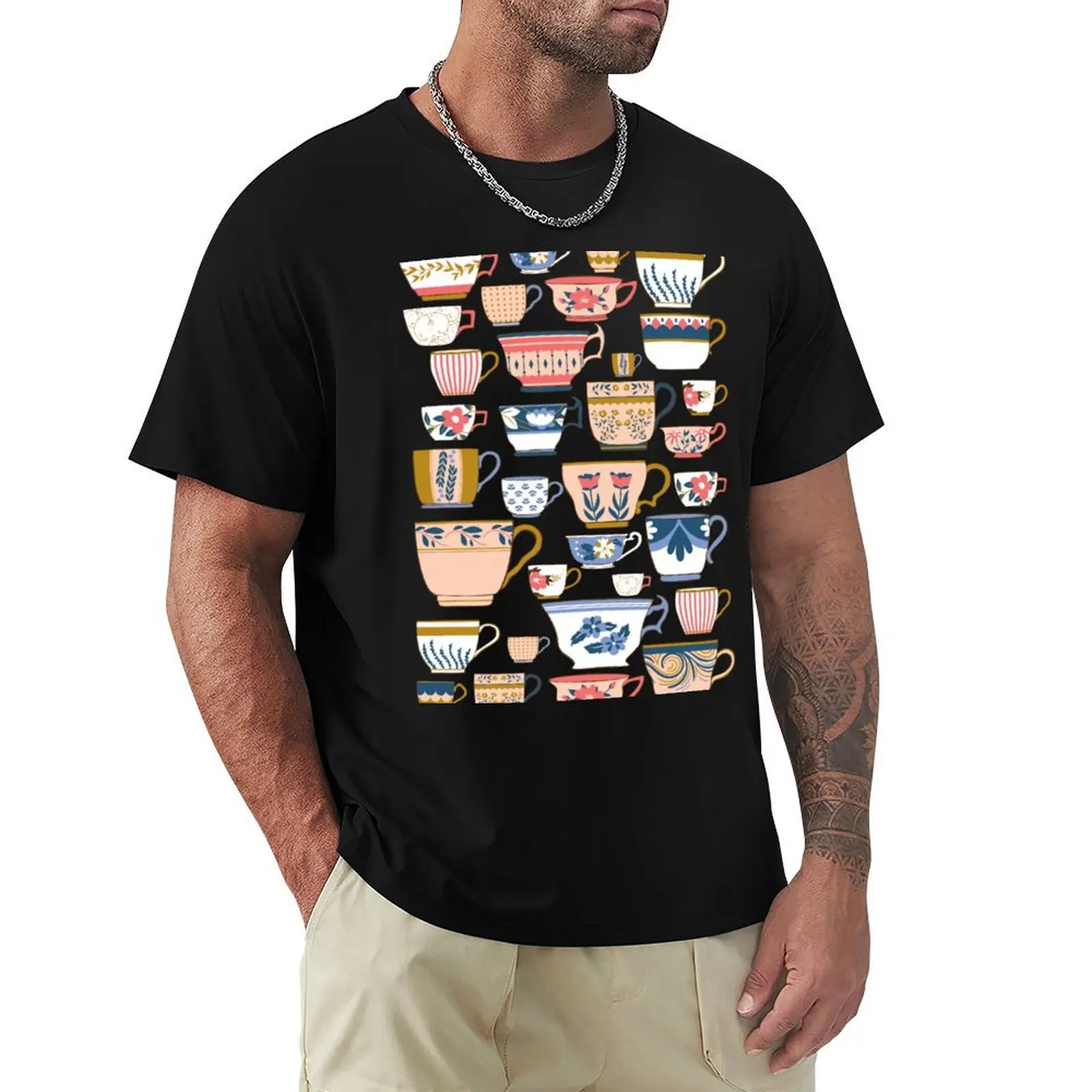 Tea cups of all shapes and patterns T-Shirt cotton t shirt pack T-Shirt