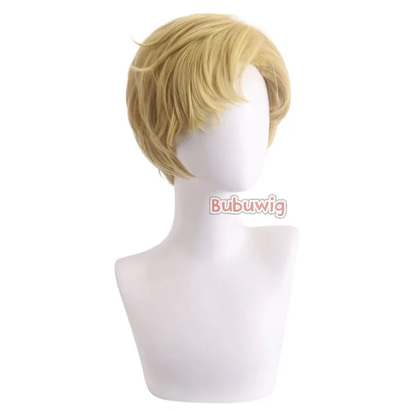 CyBubuwig 합성 머리 하루카 텐오우 세일러 천왕성 코스프레 가발 여성 짧은 스트레이트 28cm 금발 파티 가발 내열성