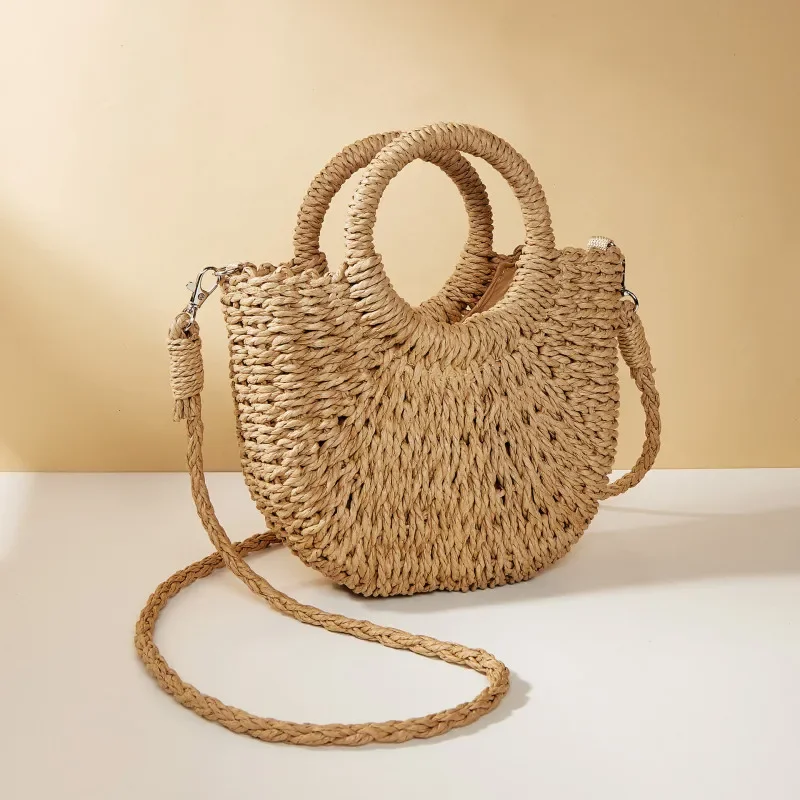 

Handwoven Straw Rattan Half-Moon Beach Handbag Large Capacity Women Summer Hollow Out Crossbody Shoulder Bag crossbody bags