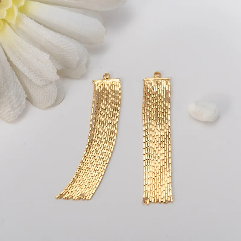 1/2 Stück Quastenanhänger, 18K vergoldete Messingkette, hängende Quasten-Ohrringanhänger für DIY-Schmuckherstellung von langen Halsketten. – Detail 5