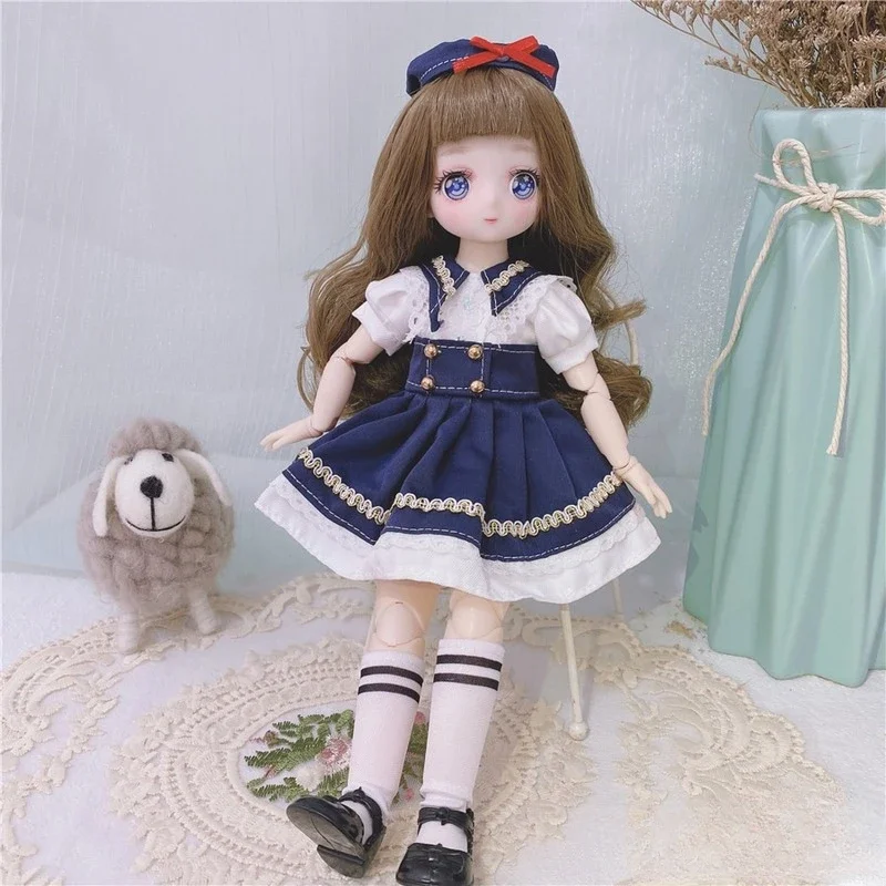 New 30CM Doll 21 Movable Joints BJD 12 Inch Makeup Dress Up Cute Color Anime Eyes Dolls with Fashion Clothes for Girls Toy