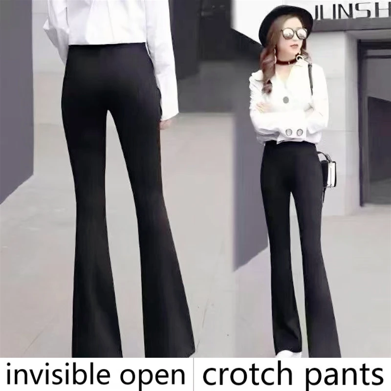 Invisible Zipper Open-crotch Pants Summer New Micro-pull Pants Women's Thin Drape Suit Pants High Waist Elastic Temperament