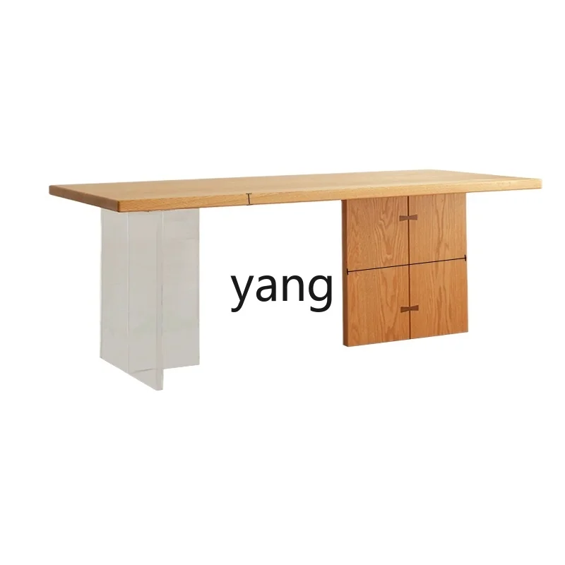 XYY solid wood dining table acrylic floating desk household oak large board table