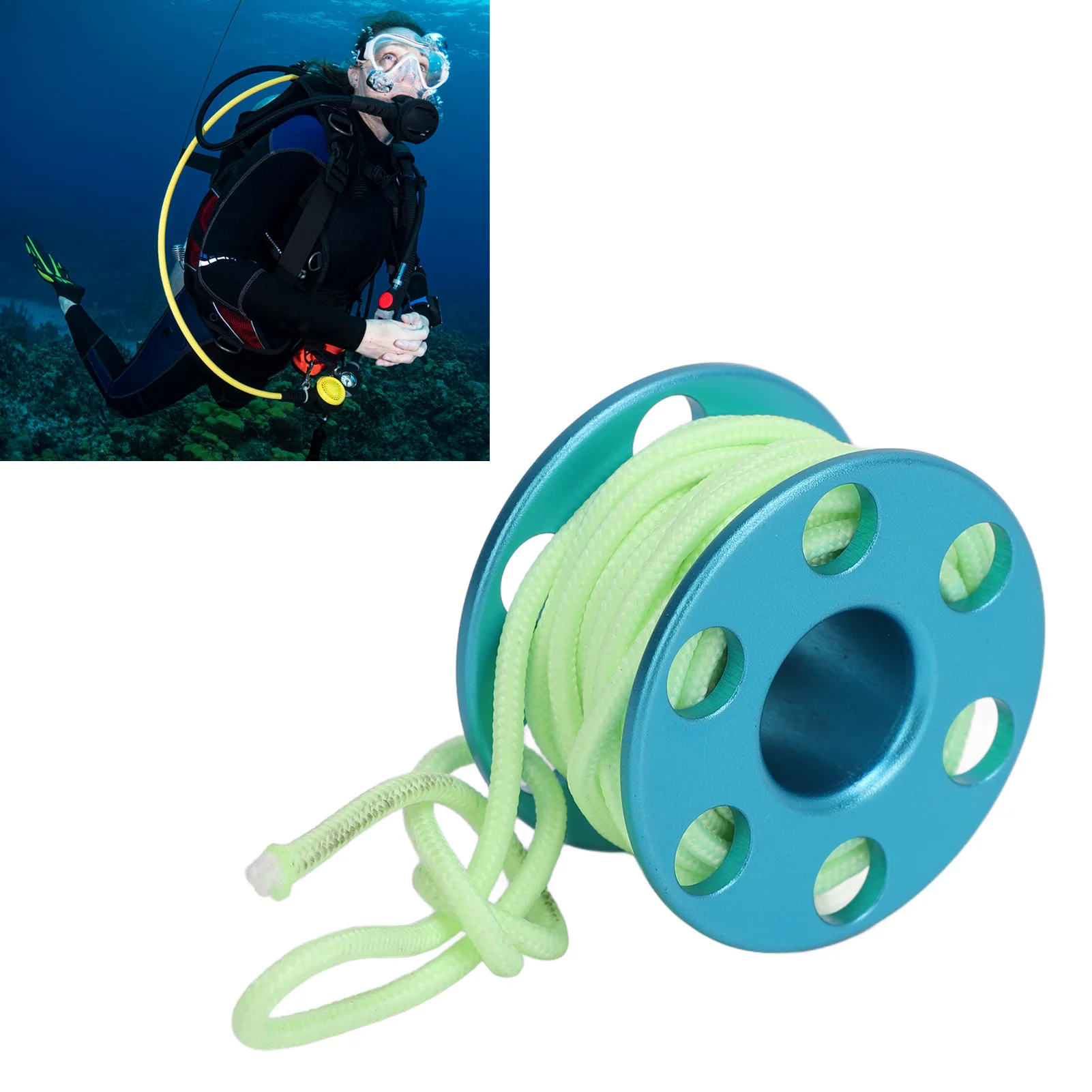 

Scuba Diving Reel With SS316 Anti Twist Device Waterproof Spool Finger Reel For Safety Underwater Diving Snorkeling