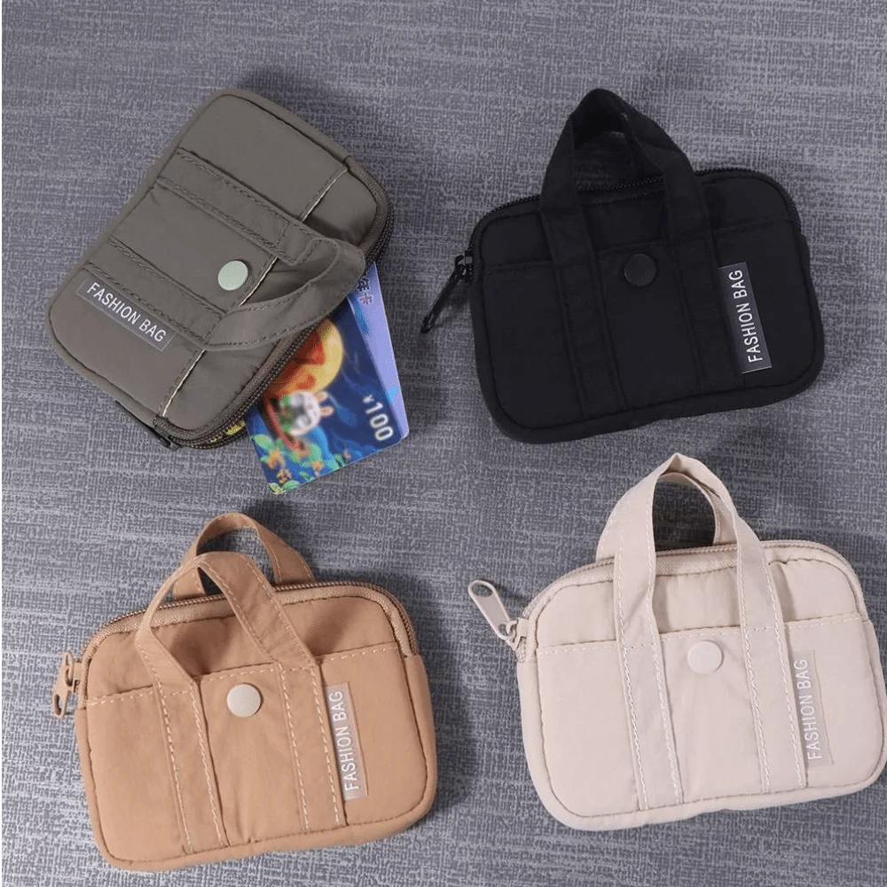 Portable Nylon Coin Purse Korean Style Card Holder Card Pouch Zipper Pouch Bank Card Organizer Mini Earphone Storage Bag