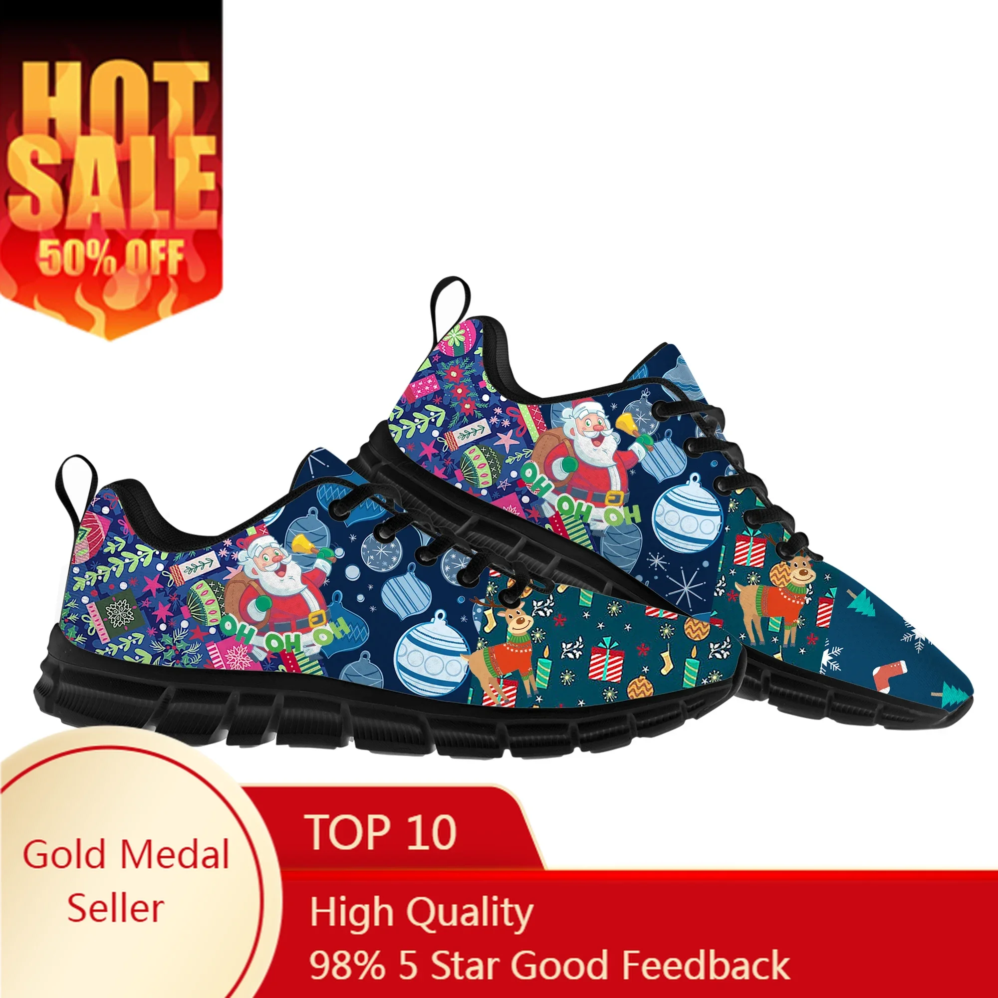 

Christmas Santa Claus Snowflakes Sports Shoes Mens Womens Teenager Kids Children Sneakers Couple Custom Made High Quality Shoe