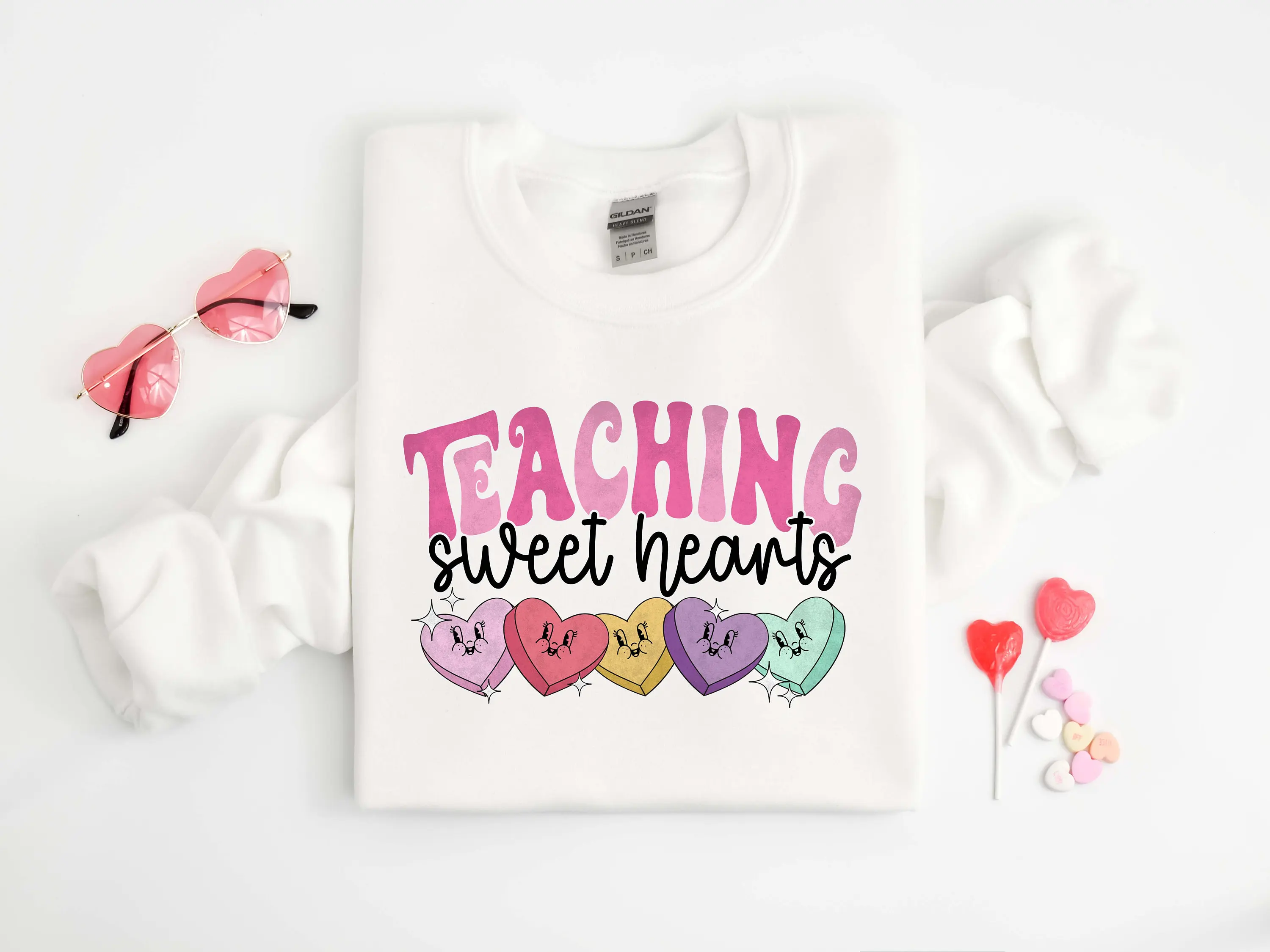 Teaching Sweet Hearts Slogan Women Lover Sweatshirt Cute Cotton Love Box Print Valentine's Day Casual  Couples Female Sweater