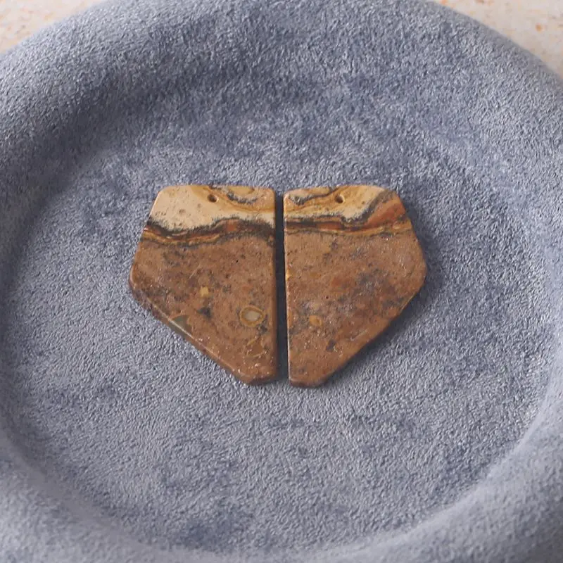 

Yellow Spotted Stone Irregular-Shaped Earring Charms: Pair of Natural Stone Pieces with Earthy Hues, Ideal for Handmade Jewelry