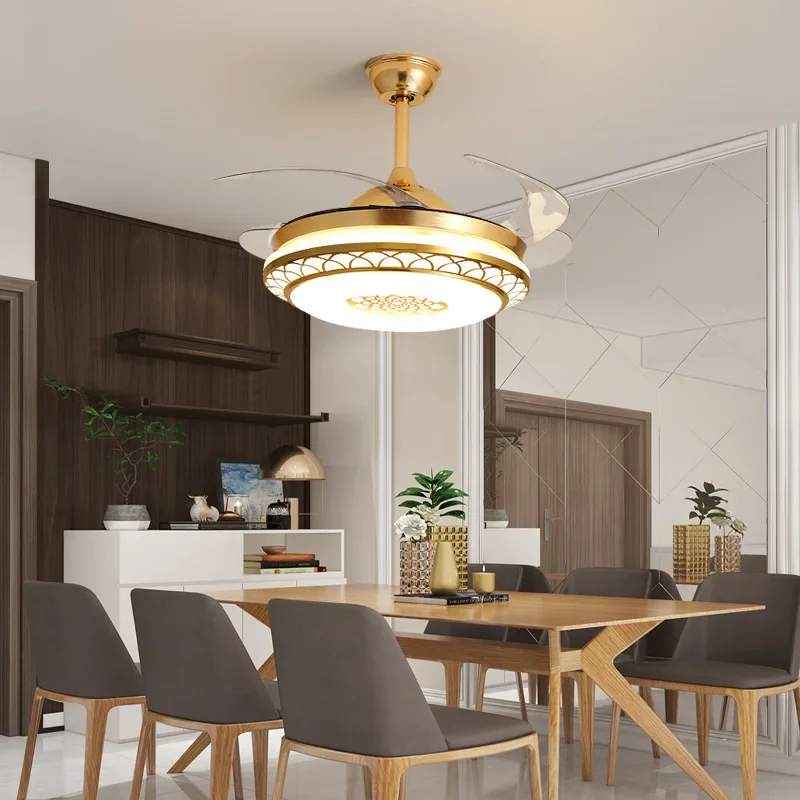 Frequency Conversion Ceiling Fan Lights Invisible Led Fan Light Living Room Bedroom Dining Room Ceiling Fan-Style Ceiling Lamp