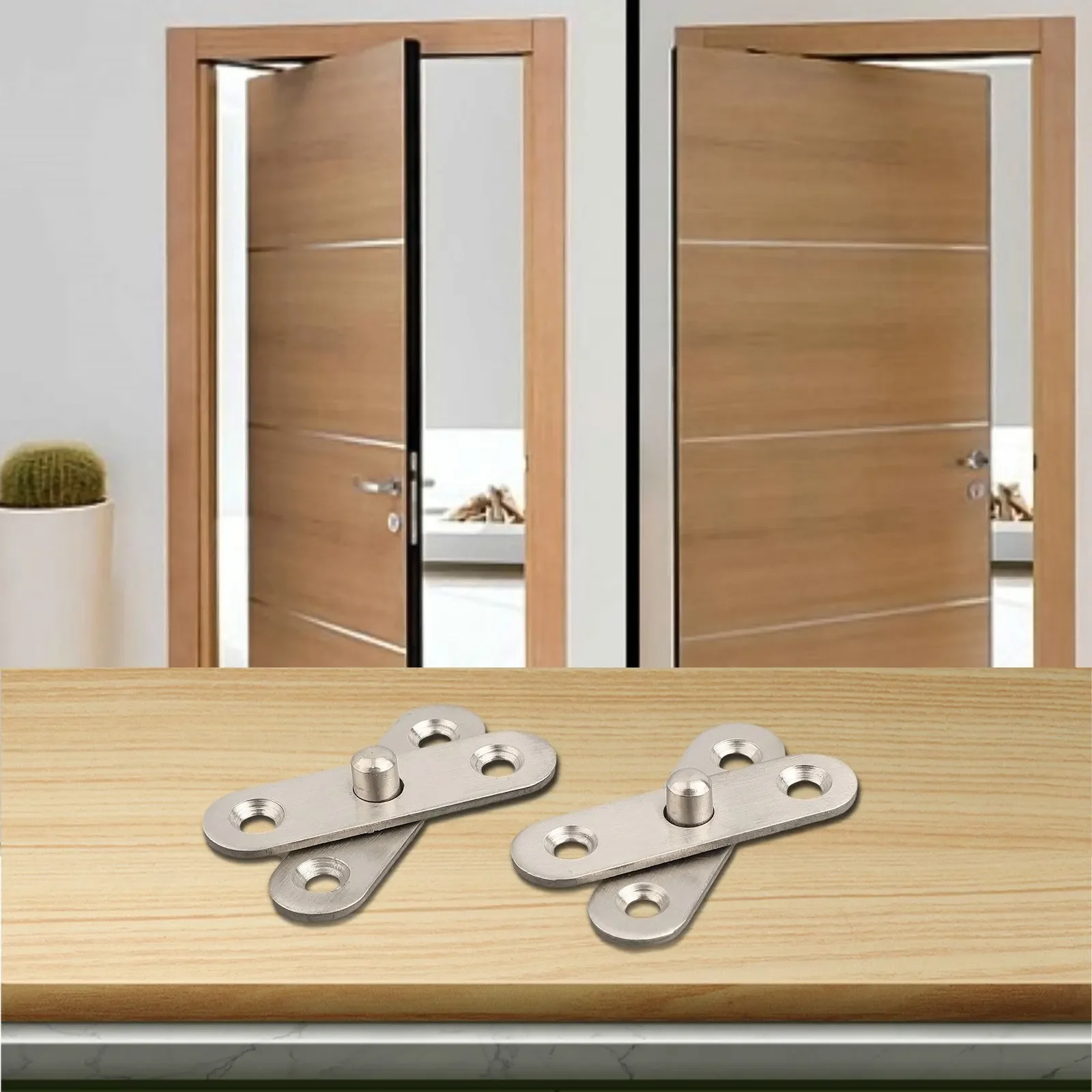 Hinge Rotating Wooden Door Home Tone 2pcs Set Silver 360 Degree Accessories Door Pivot Stainless Steel Brand New