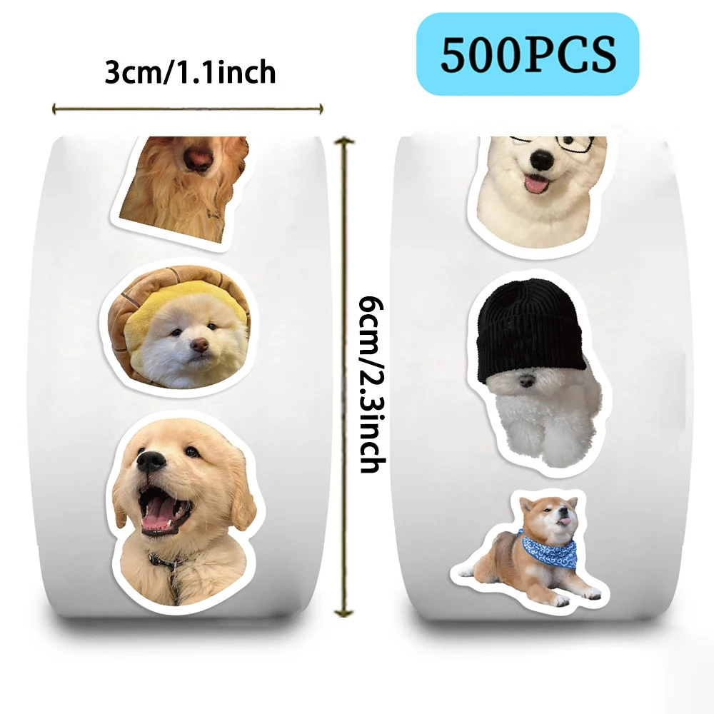 500pcs/Roll Cute Dog Cartoon Stickers Funny MEME Decals DIY Stationery Fridge Suitcase Reward Kawaii Graffiti Seal Label Sticker