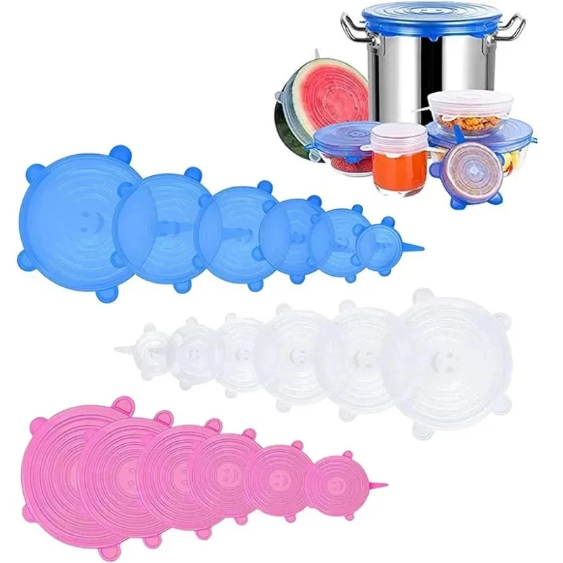 Juego de 1/3 Tapas Elásticas de Silicona Reutilizables, Tapas Herméticas para Envolver Alimentos, Mantienen la Frescura, Sellan Tazones, Tapas Elásticas para Cocina