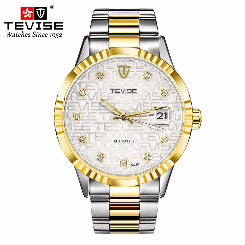 official-websiteTEVISE2024New Popular \'s Men\'s Gold Automatic Mechanical Watch