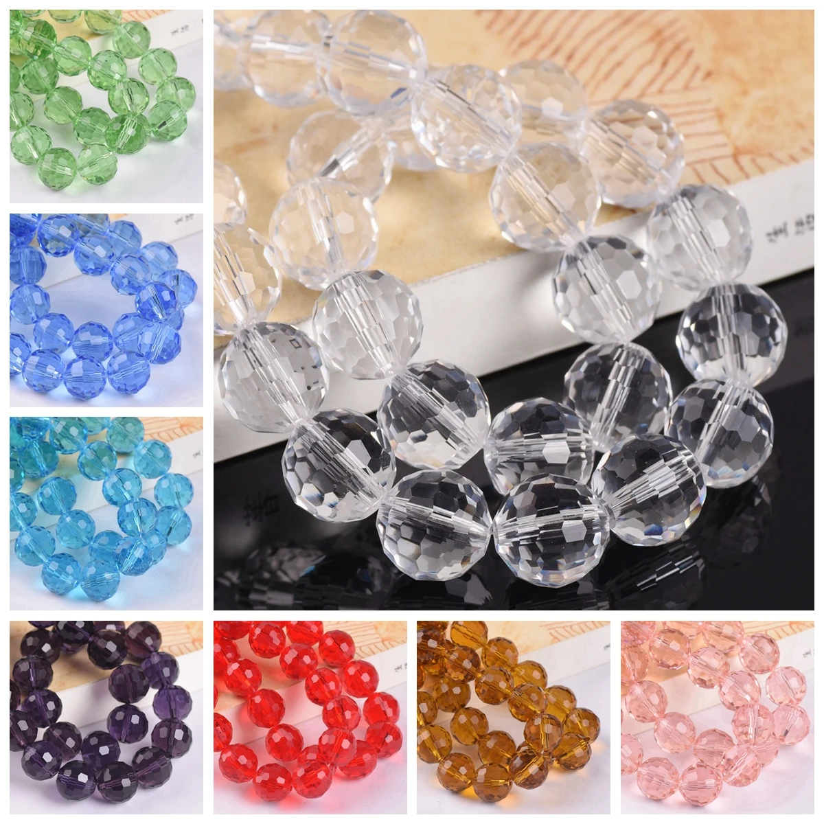 Round 96 Facets Cut Disco Ball 6mm 8mm 10mm 12mm Crystal Glass Loose Spacer Beads Lot Colors For Jewelry Making DIY Crafts