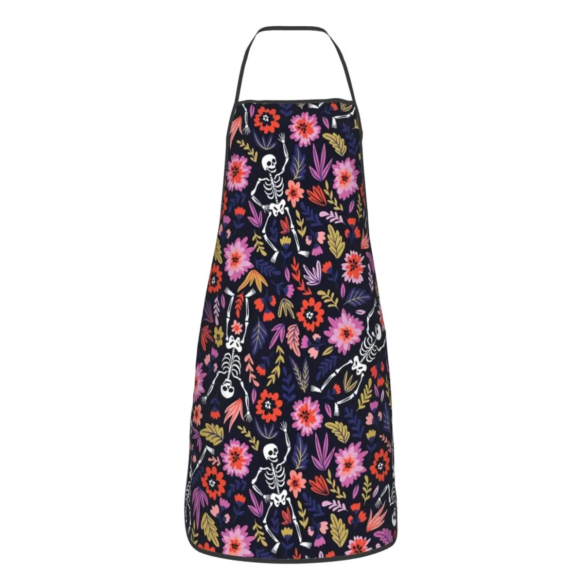 Custom Bib Dancing Skeletons Floral Apron Men Women Unisex Adult Chef Cooking Kitchen Tablier Cuisine Painting