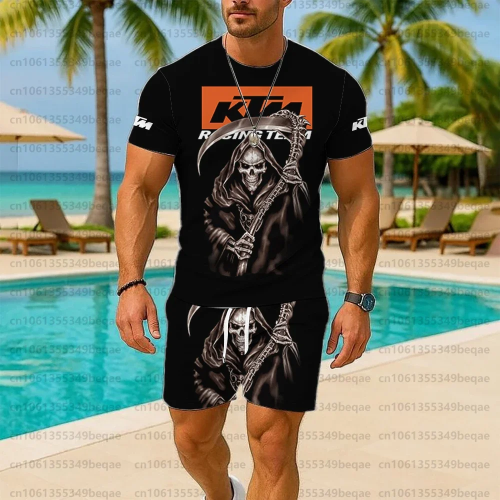 

KTM 2025 Мужской комплект спортивной одежды, летняя дышащая велосипедная одежда, мотоциклетная одежда, футболка и шорты, мужской летний комплект из 2 предметов