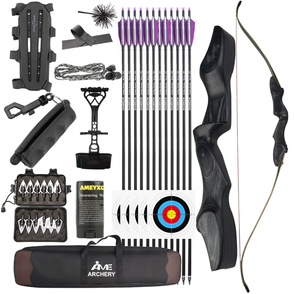 

60inch 40Ibs Archery Recurve Bow Set Fibreglass Maple Limbs Engineered Wood Handle for Archery Hunting Shooting Sports