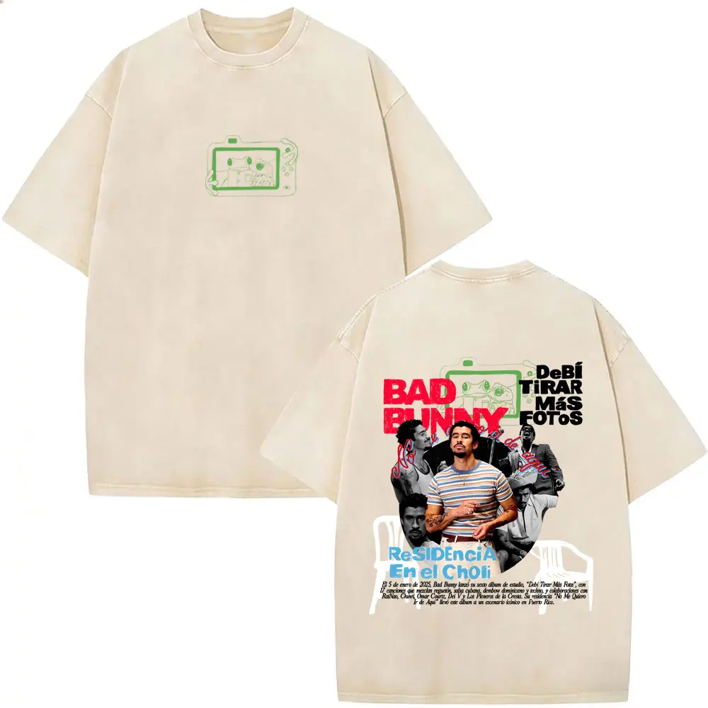 

Washed Vintage Rapper Bad Bunny Graphic T-shirt Debi Tirar Mas Fotos DTMF T Shirts Men's Women Clothing Fashion Hip Hop T-shirts