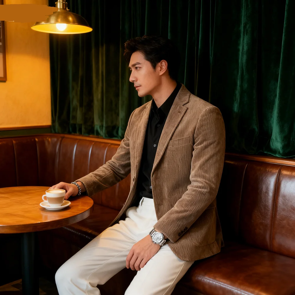 

Men's Unique Velvet Blazer Single Breasted Casual Elegant Wedding Tuxedo Jacket Men's Coat Stage Clothes Male Jacket PA