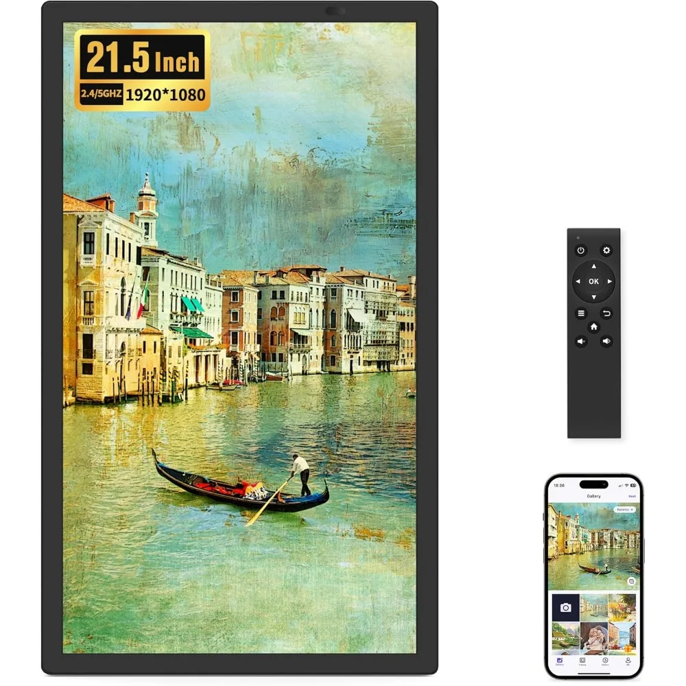 

Uhale 21.5 Inch Large Digital Picture Frame WiFi with Remote Control, 1920 x 1080 FHD IPS No Touch Screen Electronic Photo