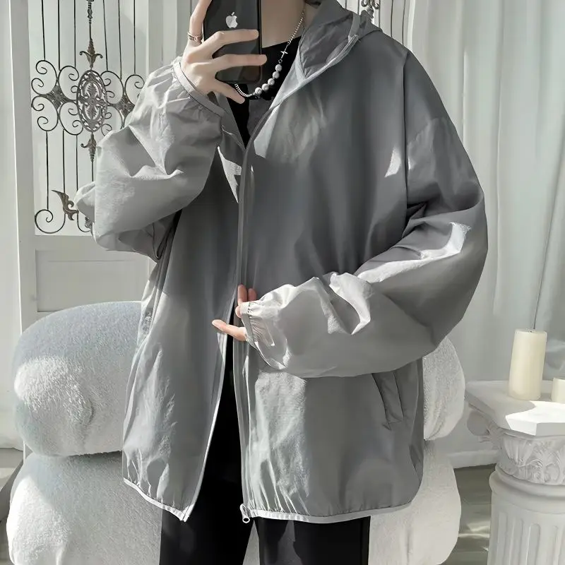 2023 New Summer Fashion Hong Kong Style Trend Ruffian Handsome Thin Loose Casual Simple Breathable Sun Protection Jacket