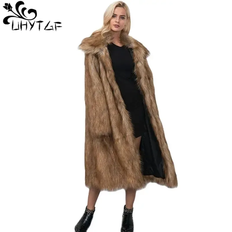 

Faux Fur Coat Women's Fashion 2023 Europe United States Autumn Winter Fluffy Fox Fur Jacket Ladies Warm Large Size Overcoat 2846