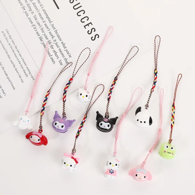 Kawaii Hello Kitty Cute Bell Pendant Cute Kuromi Cinnamoroll Phone Case Wallet Copper Bell Pendant Women Accessories Wholesale