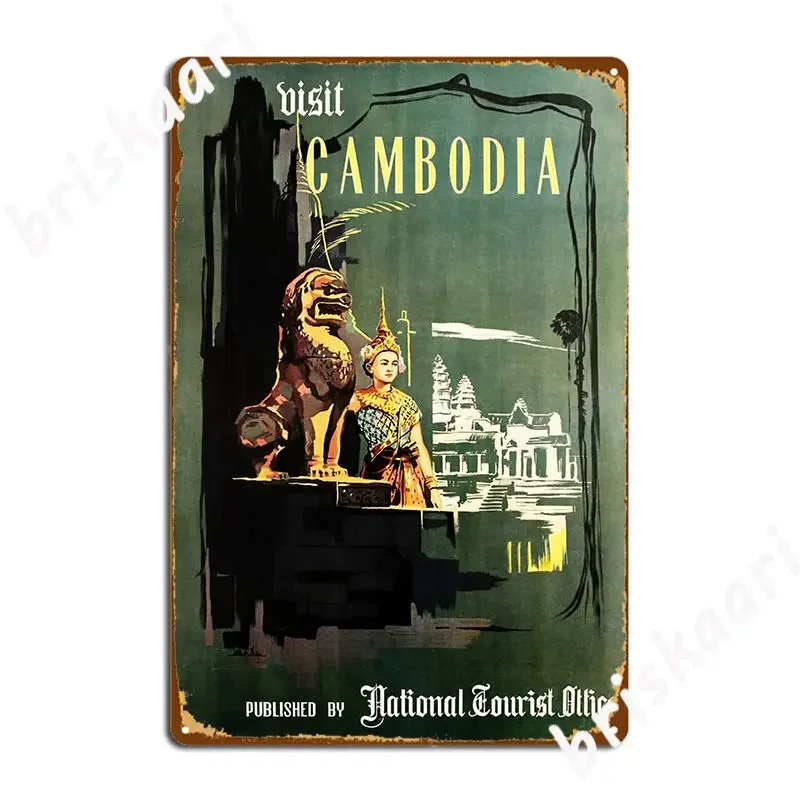 Visit Cambodia National Tourist Office Metal Sign Cinema Kitchen Plaques Club Bar Vintage Tin Sign Posters