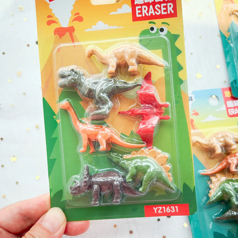 50 PCs Cartoon Dinosaur Eraser Kawaii Stationery Kids Erasers School Supplies Pencil Eraser Set Cute Things Kids Prizes Cheap