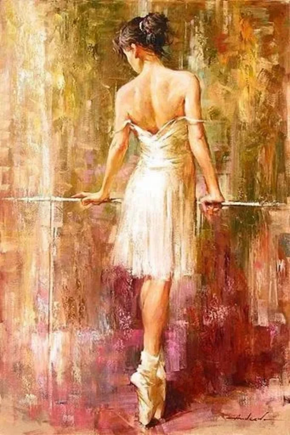 Thick Texture Ballet Dancer Girl by Andrew Atroshenko Oil Art Reproduction Beautiful Women Painting  for Bedroom,Bathroom Decor