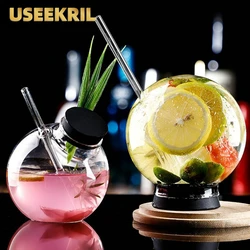 Ball Shaped Straw Cup Creative Straw Cocktail Glasses Cup Reusable Straw Cup Wine Martini Glasses For Bar Home Party Bar Tool