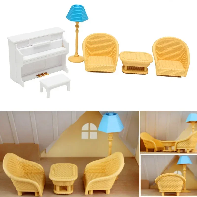 Hot Sale DIY Miniature Doll House Furniture Set Kitchen Living Bathroom kids Play Toy Decor For Children Dollhouse Toy