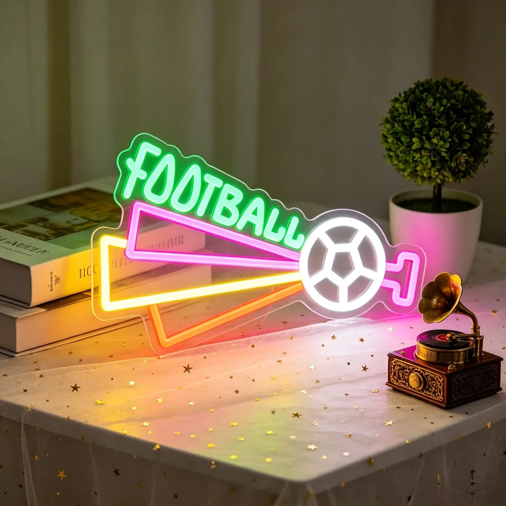 

Neon Sign Football LED Night Light USB Rechargeable Soccer Marquee Sign for Sports Bar Game Room Man Cave Home Decor Gift