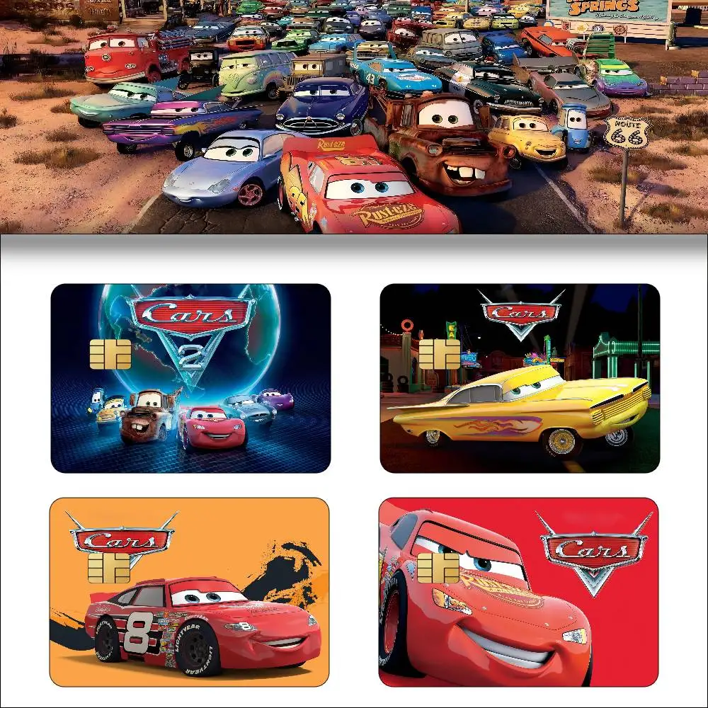 غطاء جلدي لفيلم D-Disney Cars Anime لبطاقة الائتمان وبطاقة الخصم البنك الأمامية
