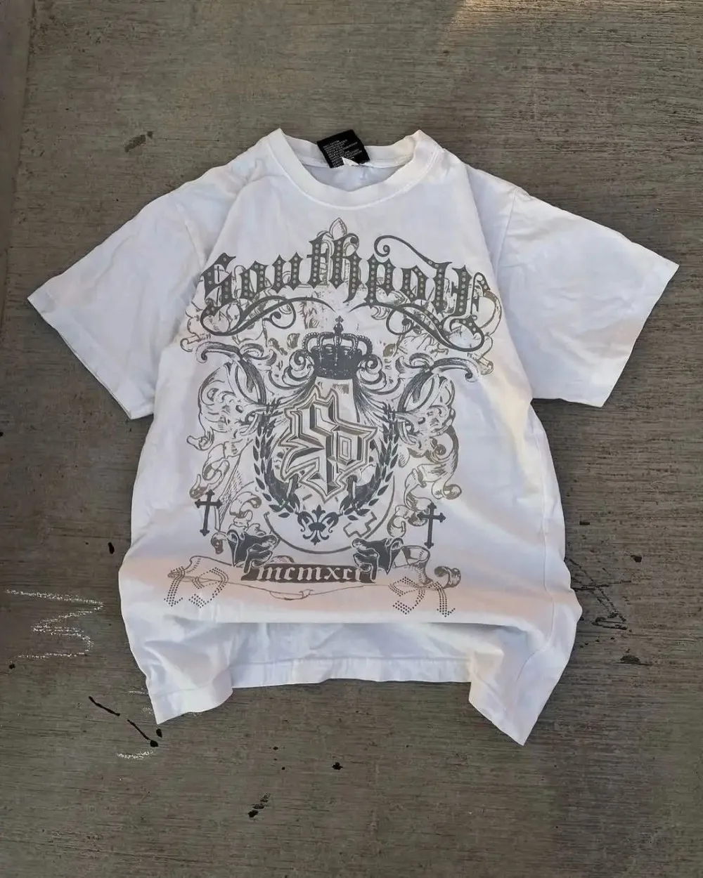 American men's summer Gothic bone wing skull letter print micro elastic breathable round neck T-shirt outdoor street top