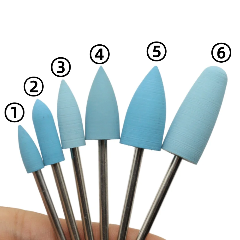 6-teiliges Silikon-Nagelbohrer-Set, 2,35 mm Schaft Nagelpolier-Bits für Maniküre Pediküre Nagelpuffer