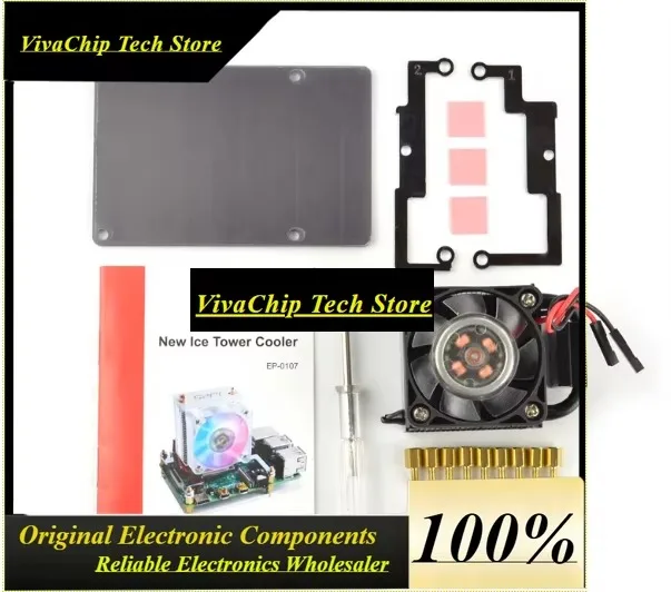 VoFSRaspberry Pi 4B 3B+ Cooler, Ice Tower Cooling Fan With 5mm Copper Pipe & RGB LED, 40℃ Ultra Quiet Heat Sink For Overclockin