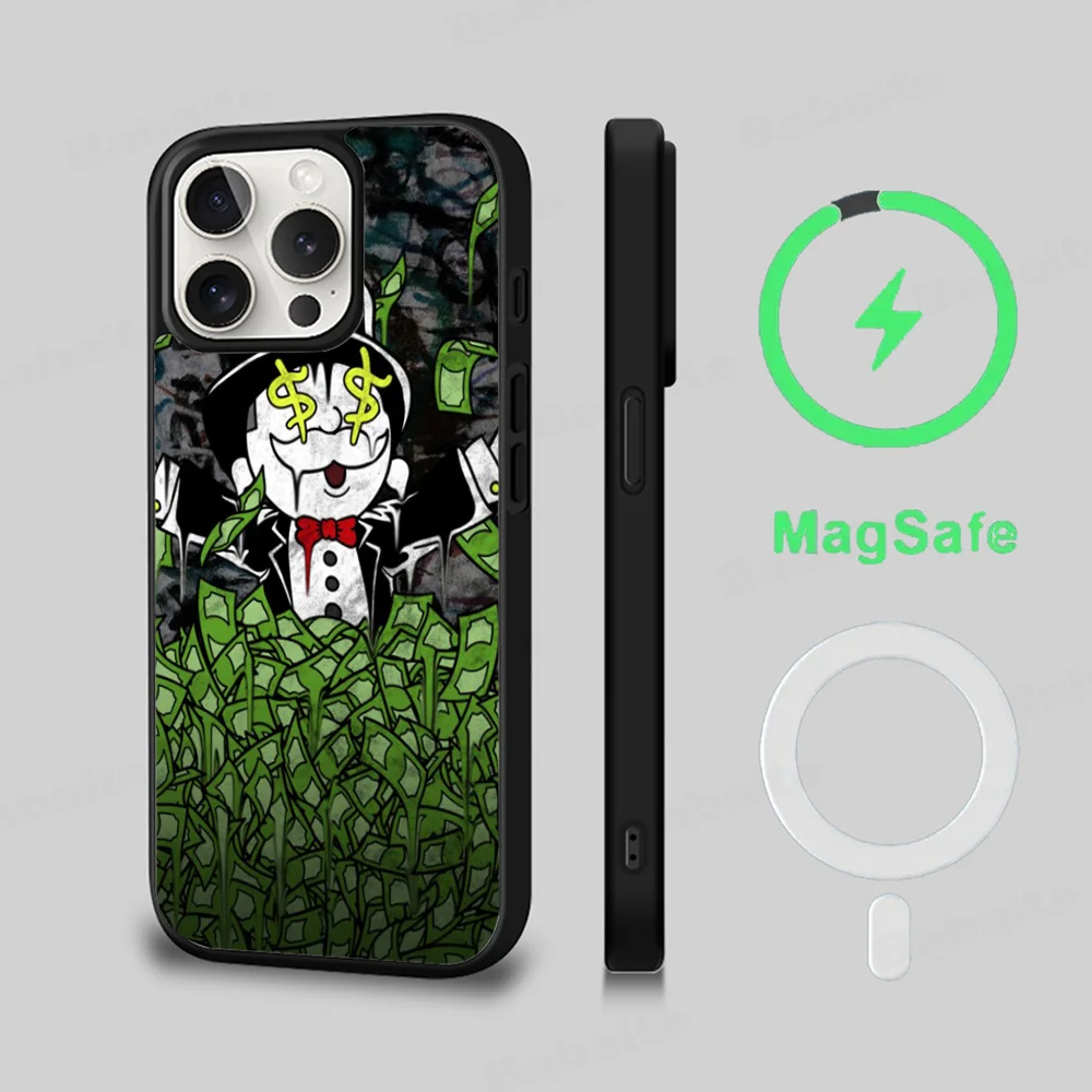 

Cartoon Luxury Dollar MonopolyS Phone Case Magesafe Magnetic Wireless Charge Case For IPhone 16 11 12 13 14 15 Pro Max Plus Mini